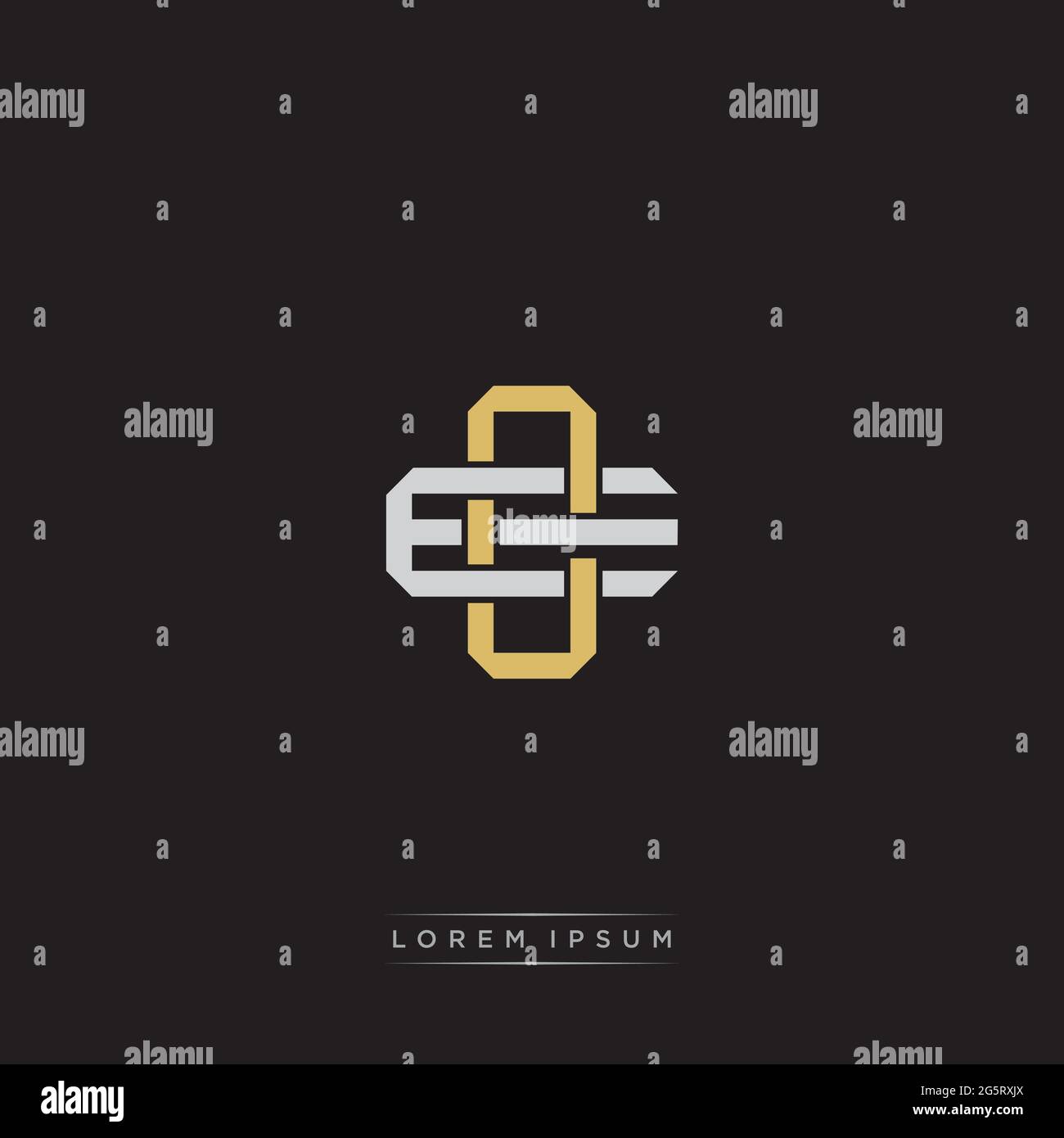 Initial letter overlapping interlock logo monogram line art style isolated on black background template Stock Vector