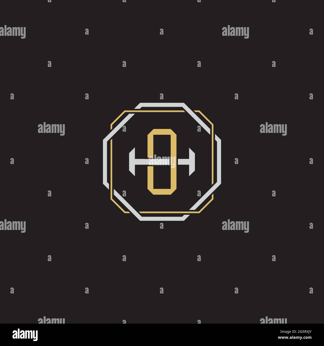 Initial letter overlapping interlock logo monogram line art style isolated on black background template Stock Vector