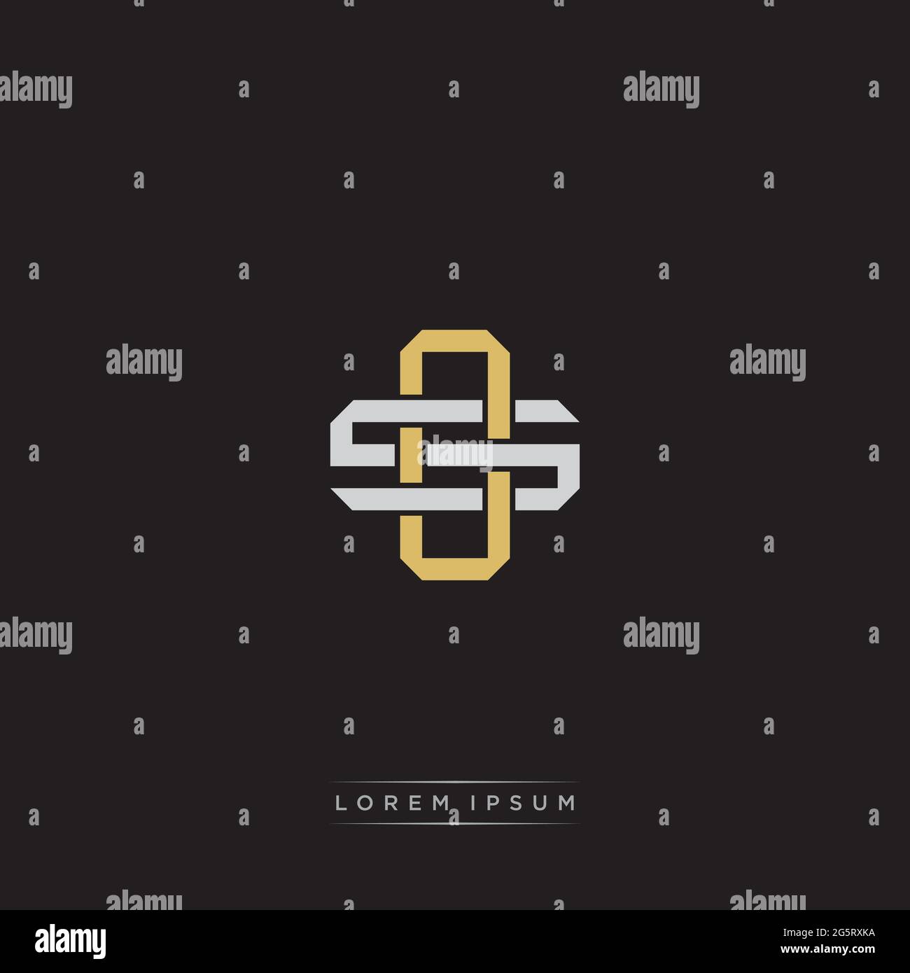 Initial letter overlapping interlock logo monogram line art style isolated on black background template Stock Vector