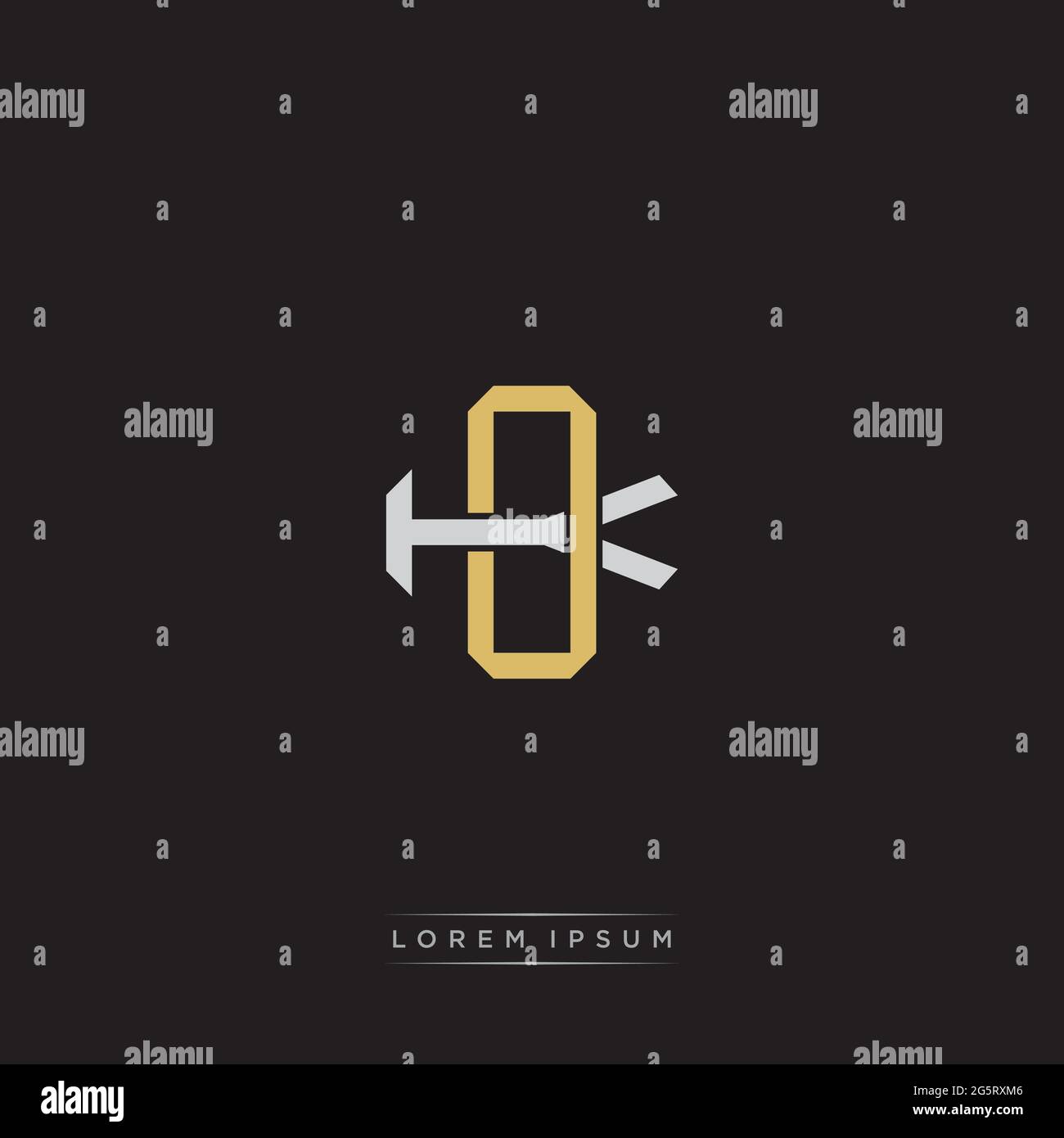 Initial letter overlapping interlock logo monogram line art style isolated on black background template Stock Vector