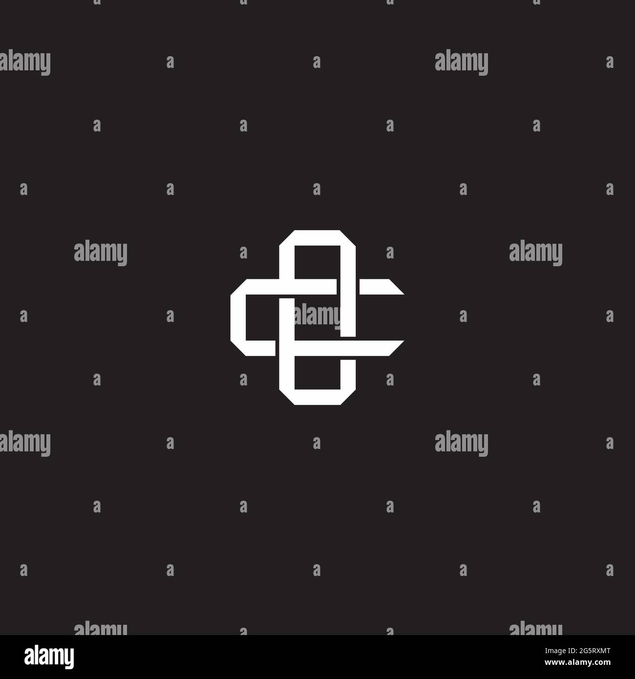 Initial letter overlapping interlock logo monogram line art style isolated on black background template Stock Vector