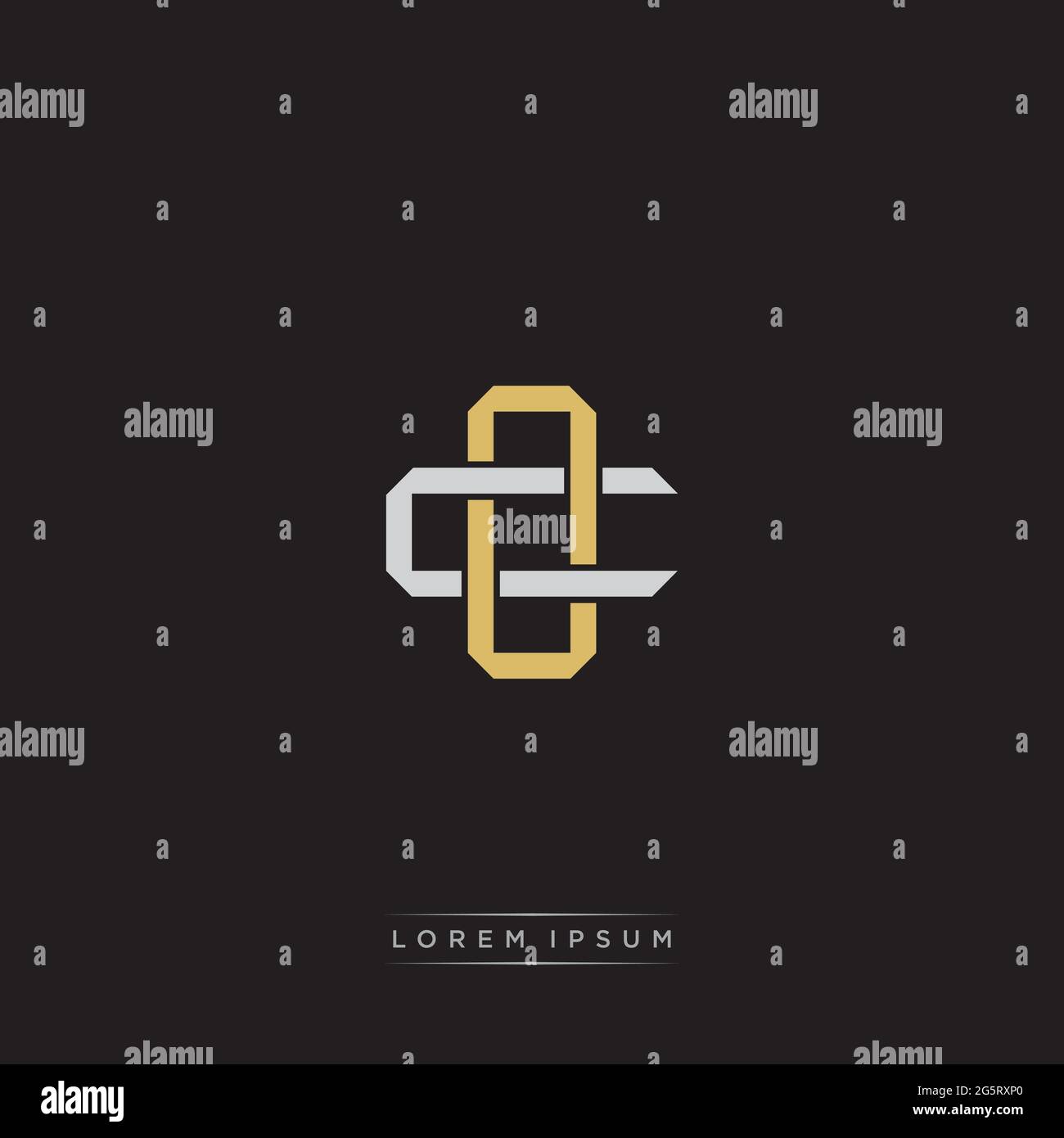 Initial letter overlapping interlock logo monogram line art style isolated on black background template Stock Vector