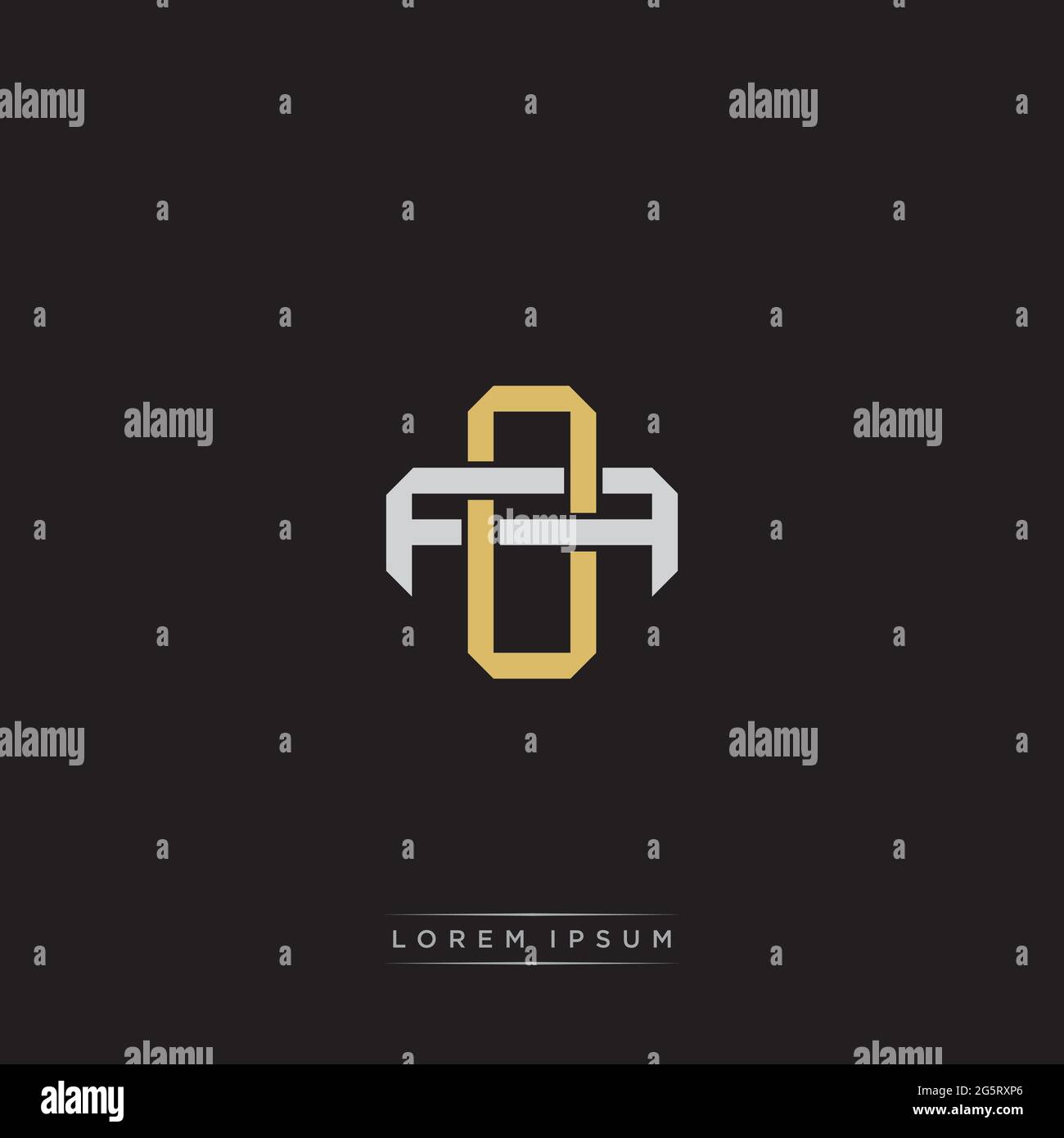Initial letter overlapping interlock logo monogram line art style isolated on black background template Stock Vector