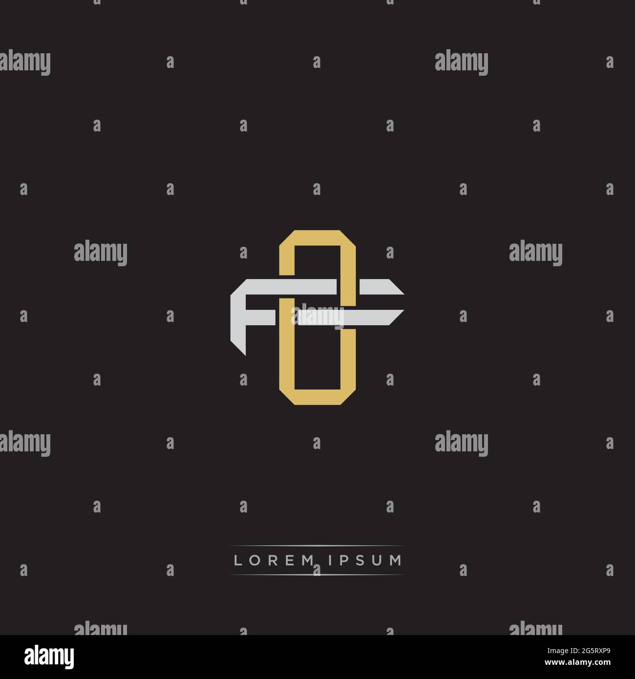 Initial letter overlapping interlock logo monogram line art style isolated on black background template Stock Vector