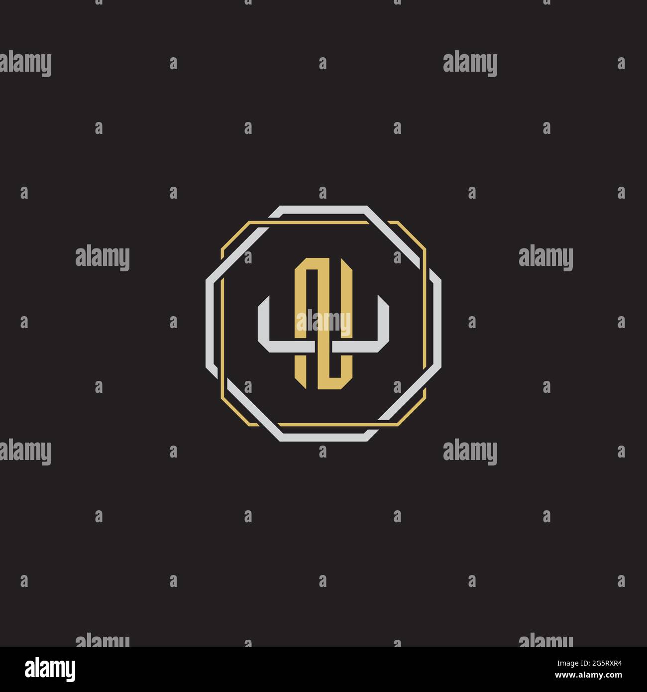 Initial letter overlapping interlock logo monogram line art style isolated on black background template Stock Vector