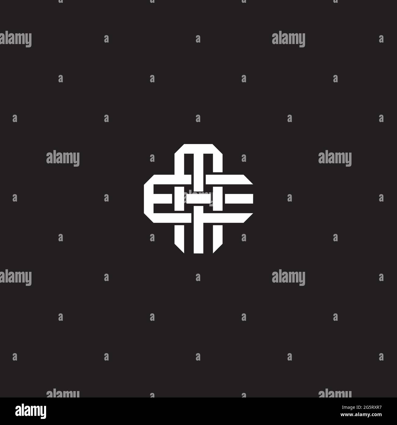 Initial letter overlapping interlock logo monogram line art style isolated on black background template Stock Vector