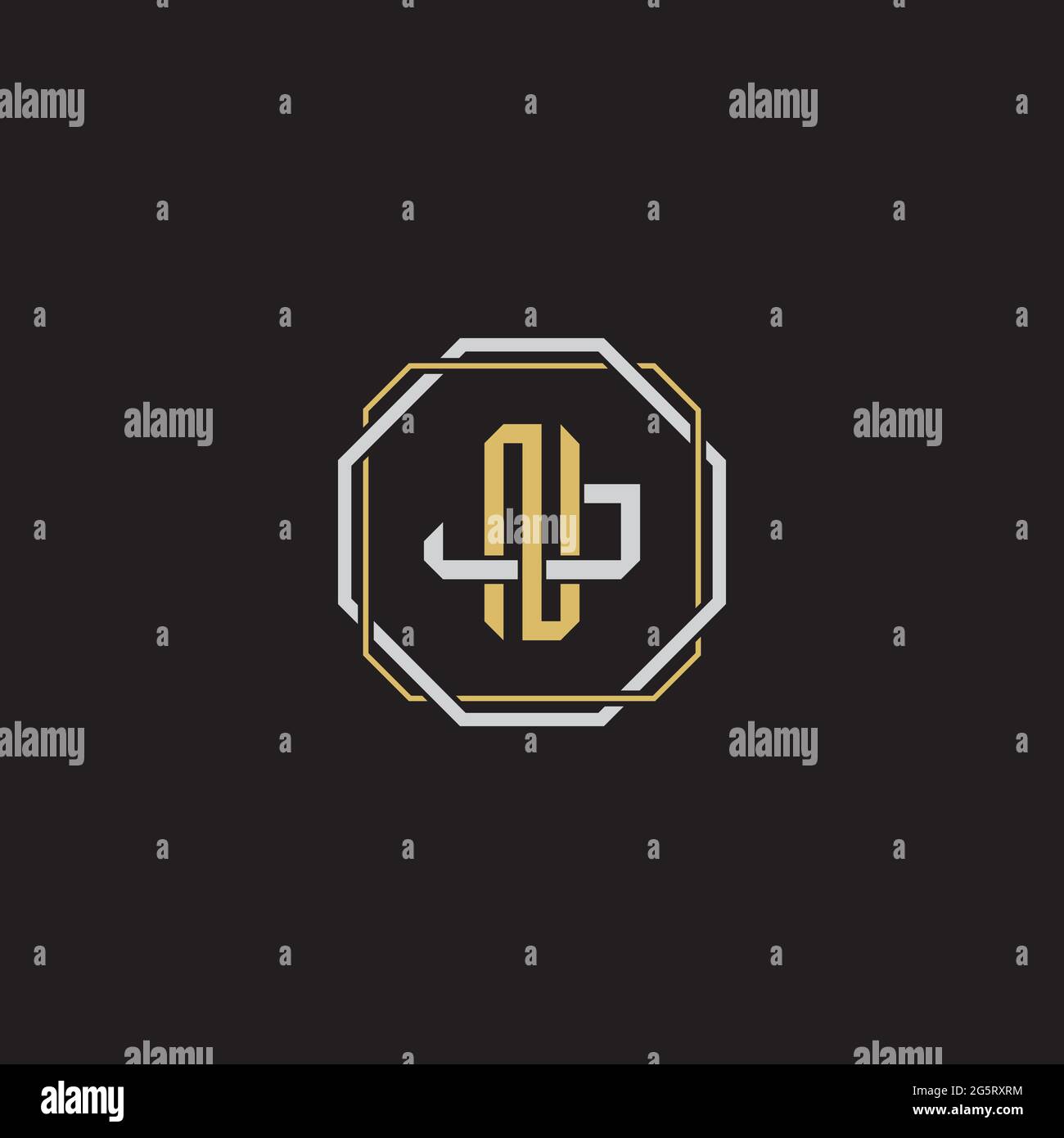 Initial letter overlapping interlock logo monogram line art style isolated on black background template Stock Vector