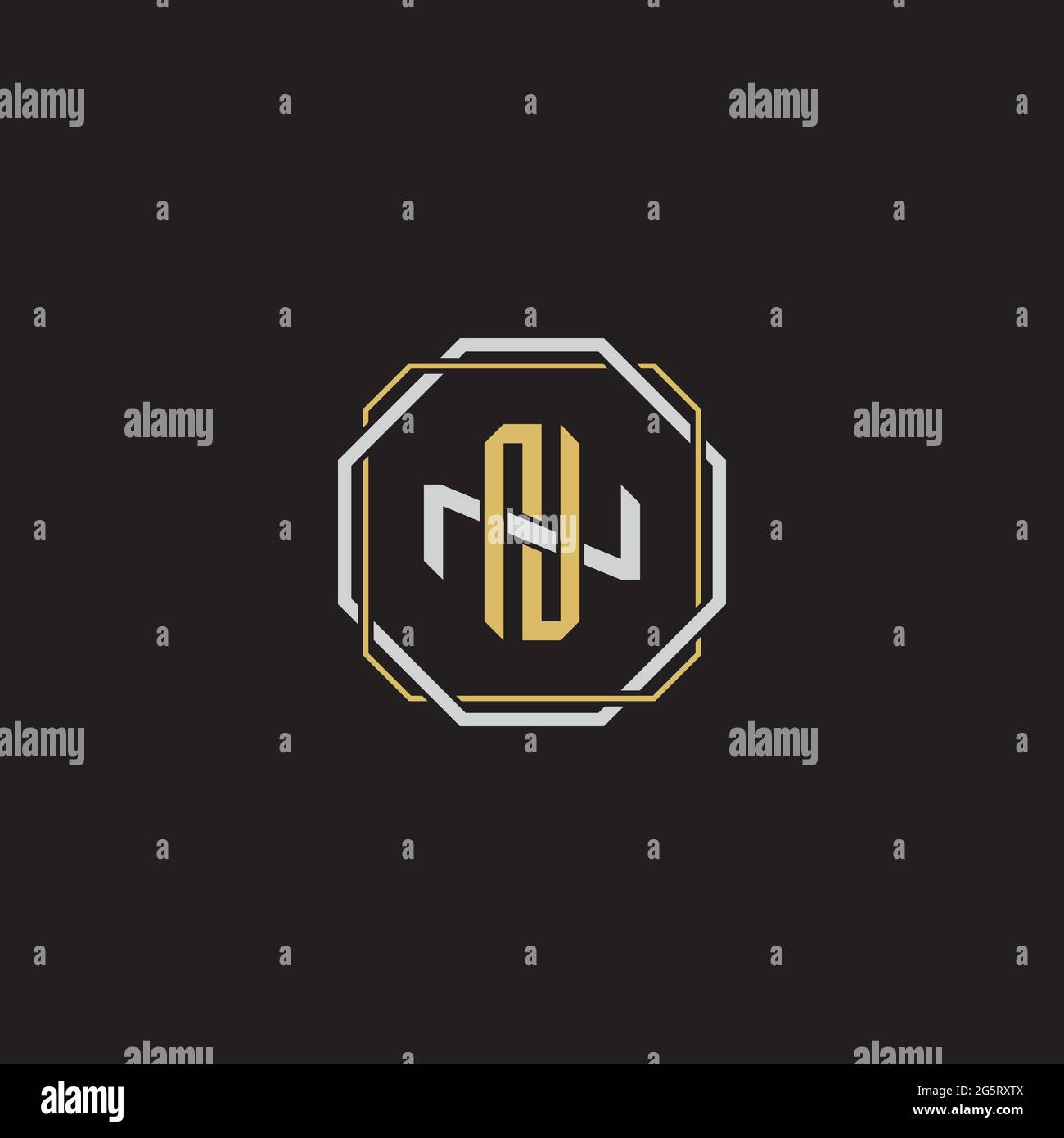 Initial letter overlapping interlock logo monogram line art style isolated on black background template Stock Vector