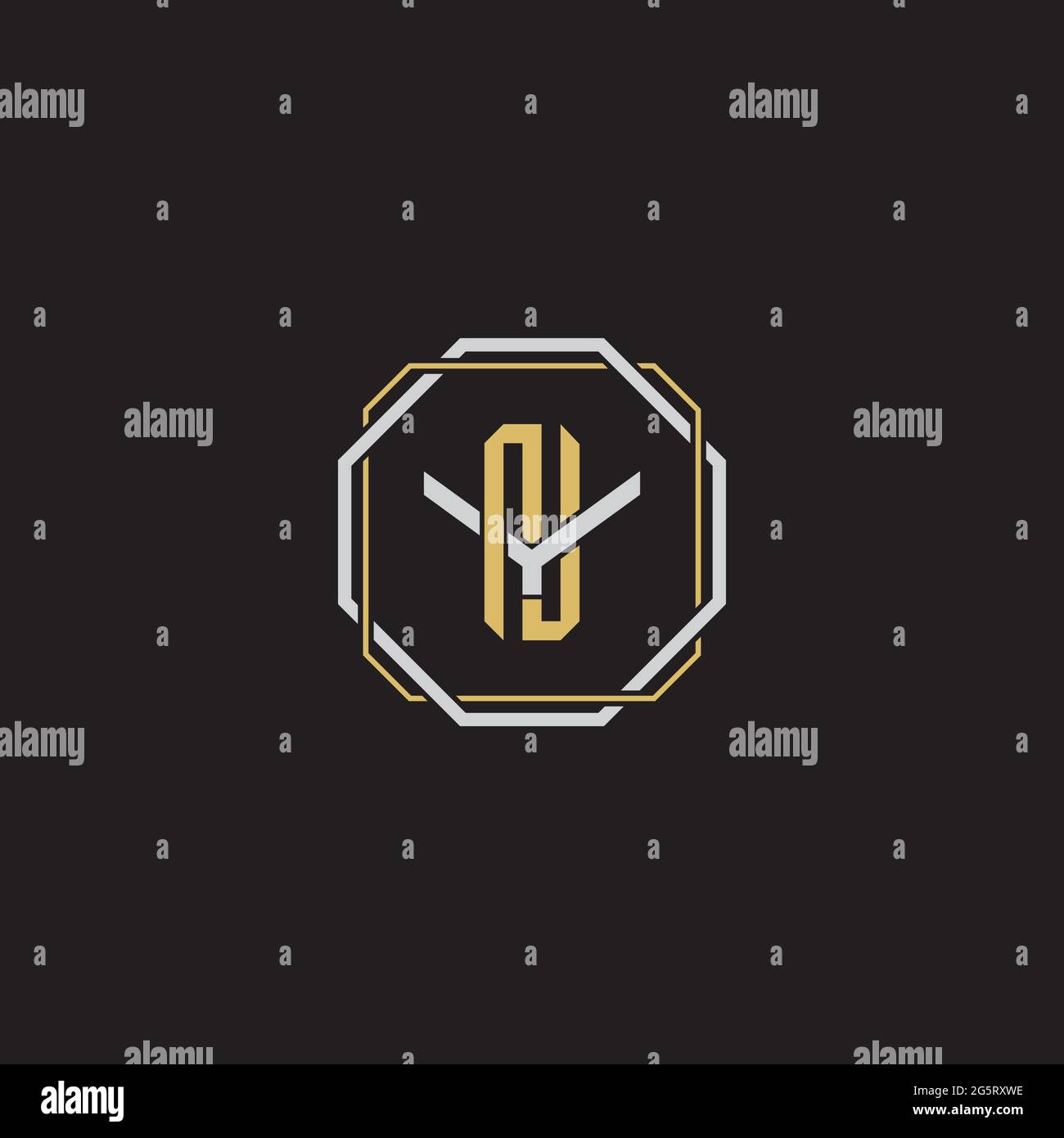 Initial letter overlapping interlock logo monogram line art style isolated on black background template Stock Vector