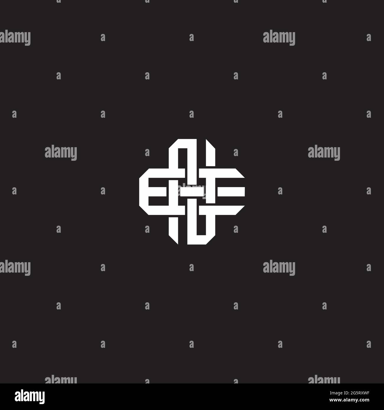 Initial letter overlapping interlock logo monogram line art style isolated on black background template Stock Vector
