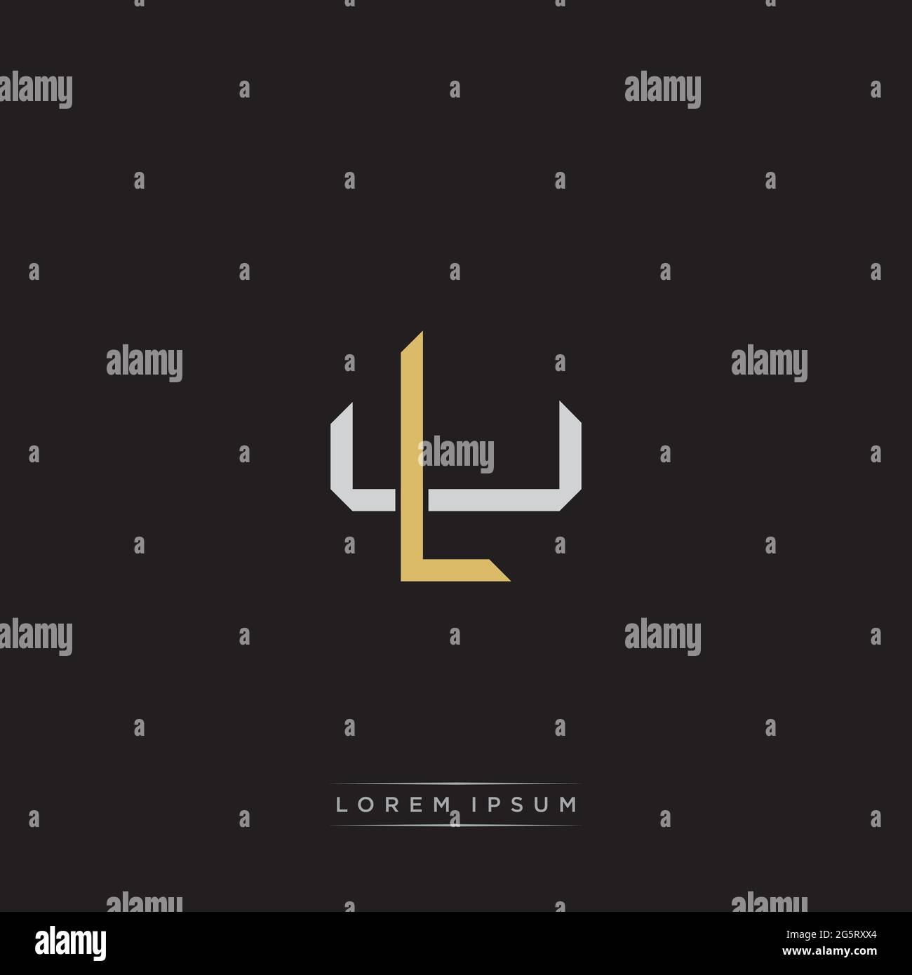 Initial letter overlapping interlock logo monogram line art style isolated on black background template Stock Vector