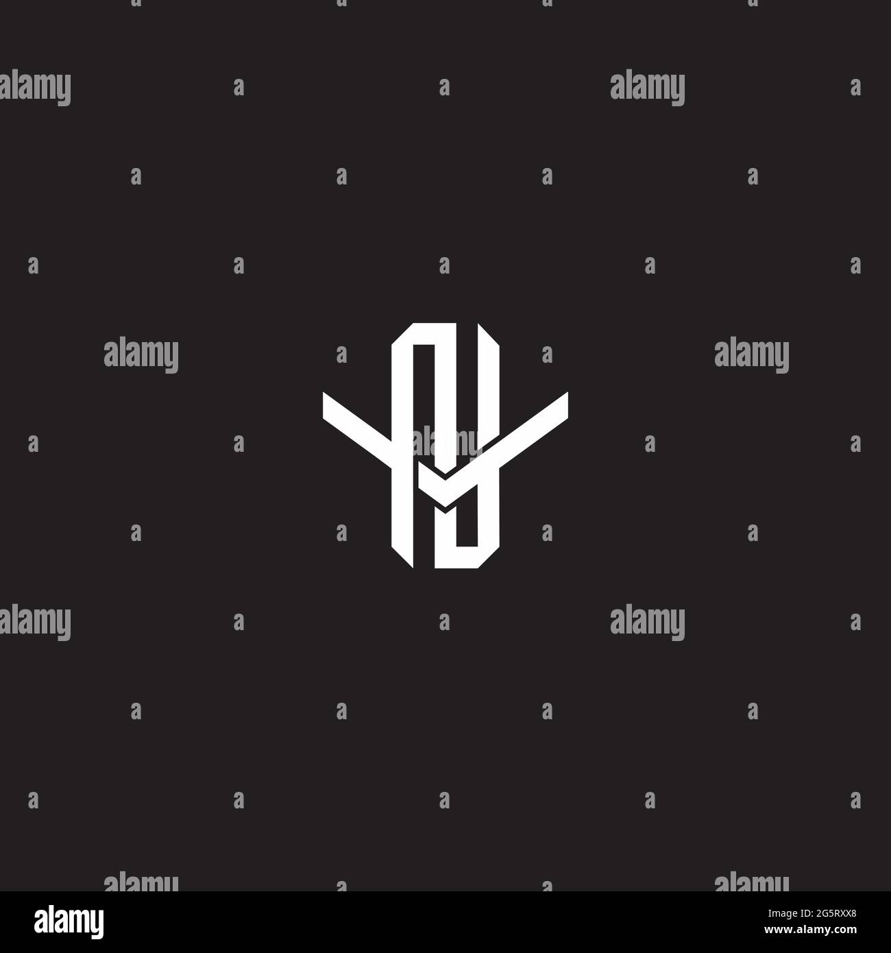 Initial letter overlapping interlock logo monogram line art style isolated on black background template Stock Vector