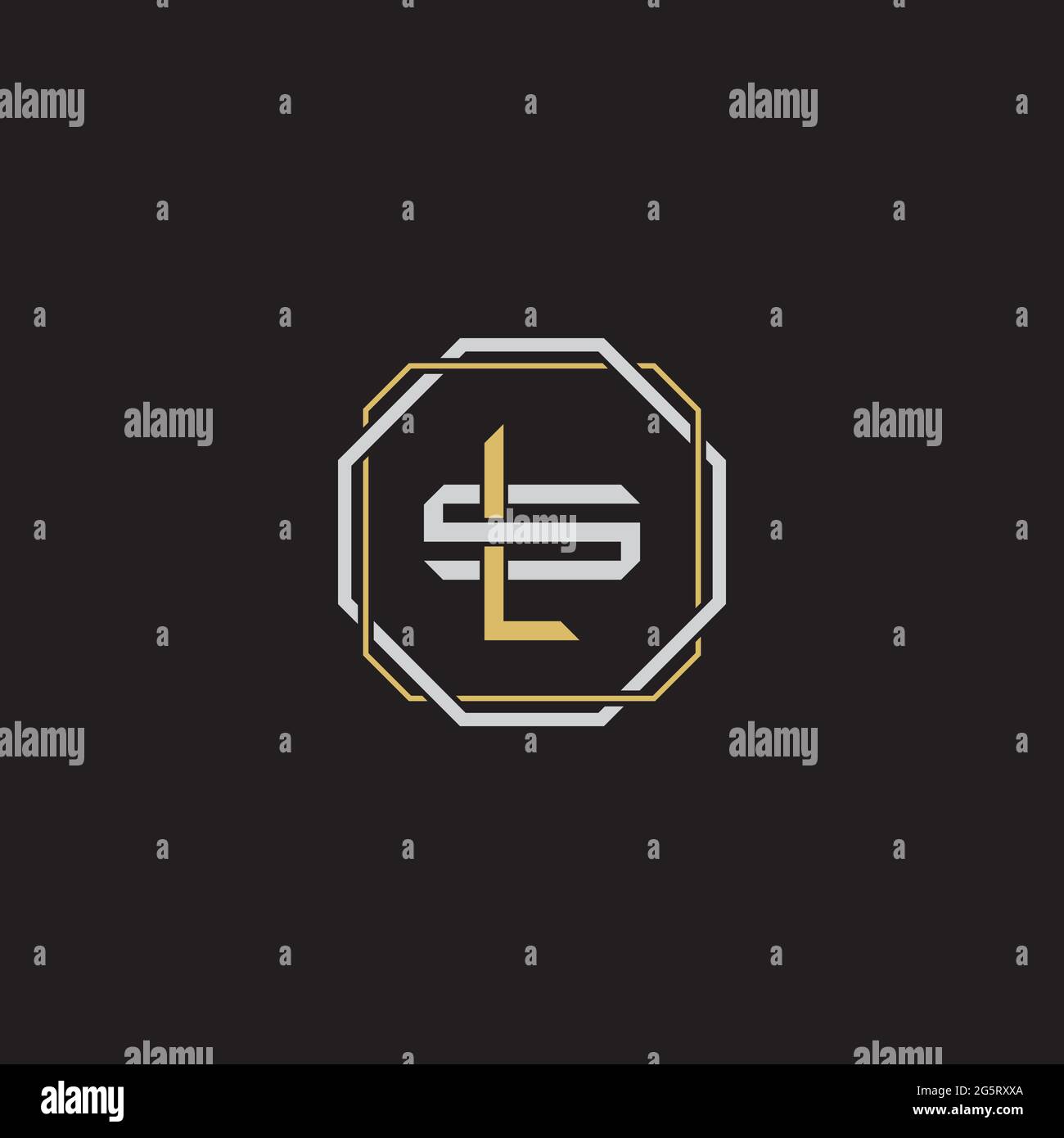 Initial letter overlapping interlock logo monogram line art style isolated on black background template Stock Vector