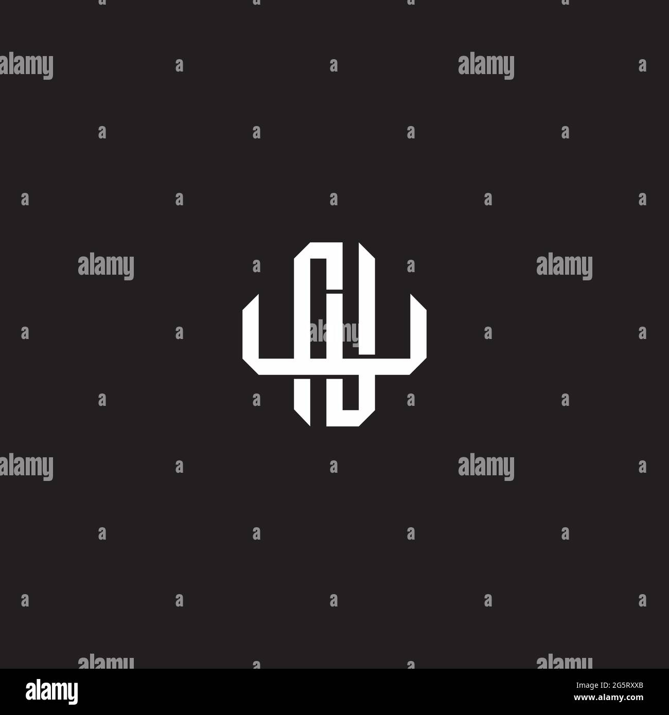 Initial letter overlapping interlock logo monogram line art style isolated on black background template Stock Vector