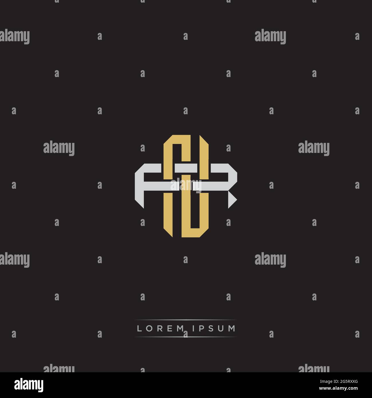 Initial letter overlapping interlock logo monogram line art style isolated on black background template Stock Vector