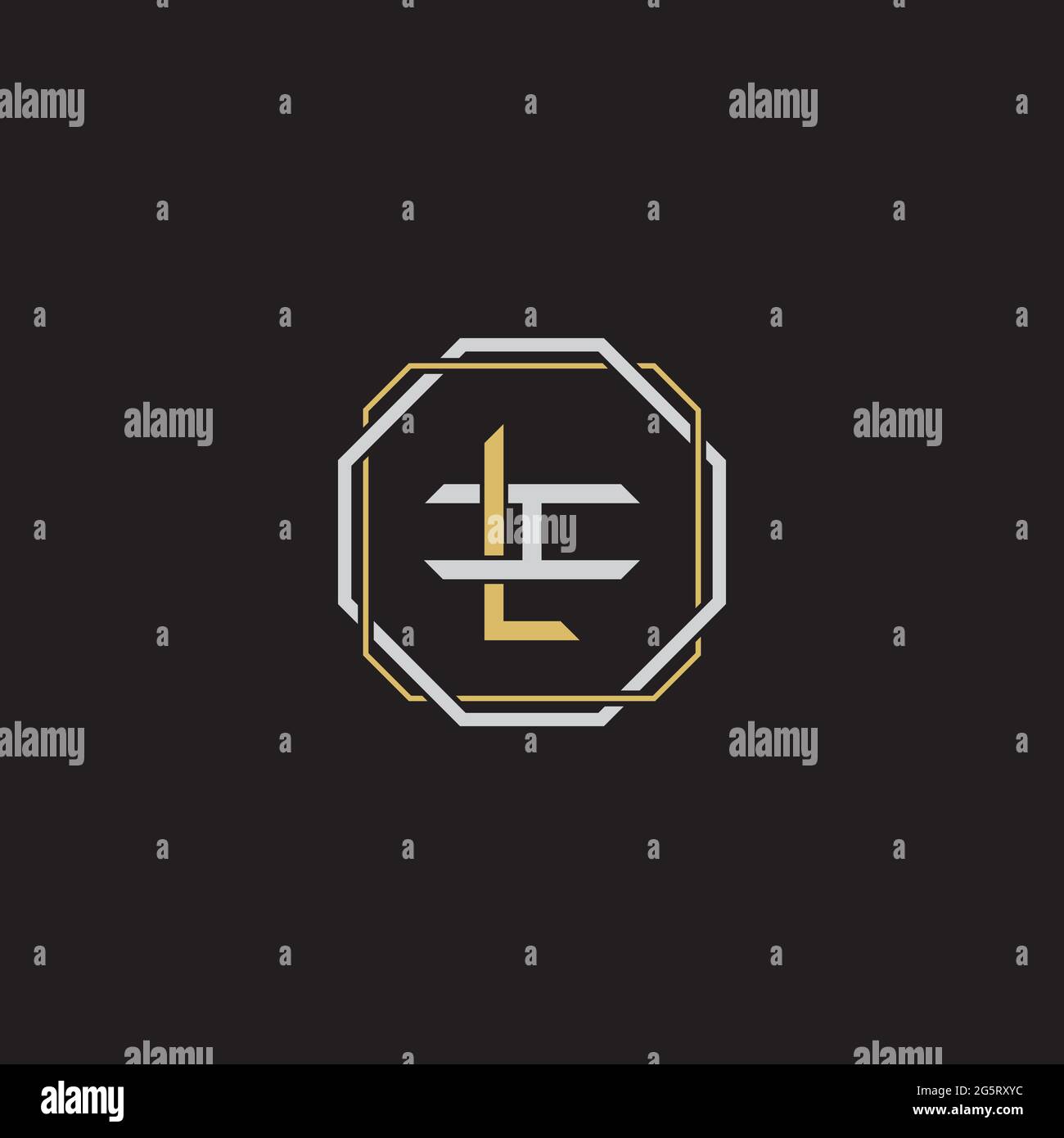 Initial letter overlapping interlock logo monogram line art style isolated on black background template Stock Vector