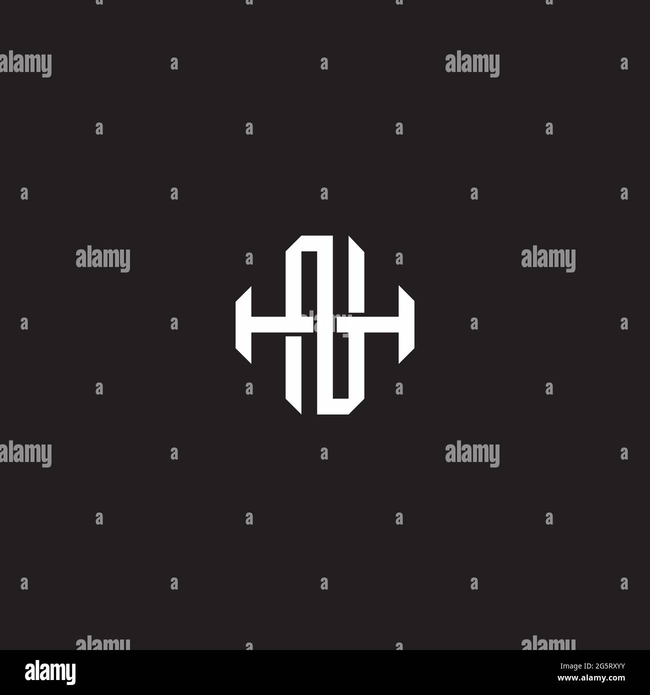 Initial letter overlapping interlock logo monogram line art style isolated on black background template Stock Vector