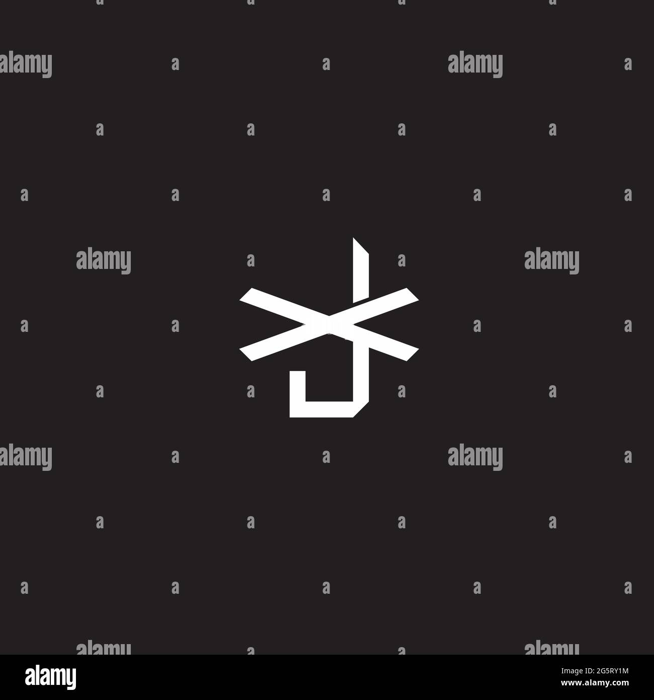 Initial letter overlapping interlock logo monogram line art style isolated on black background template Stock Vector