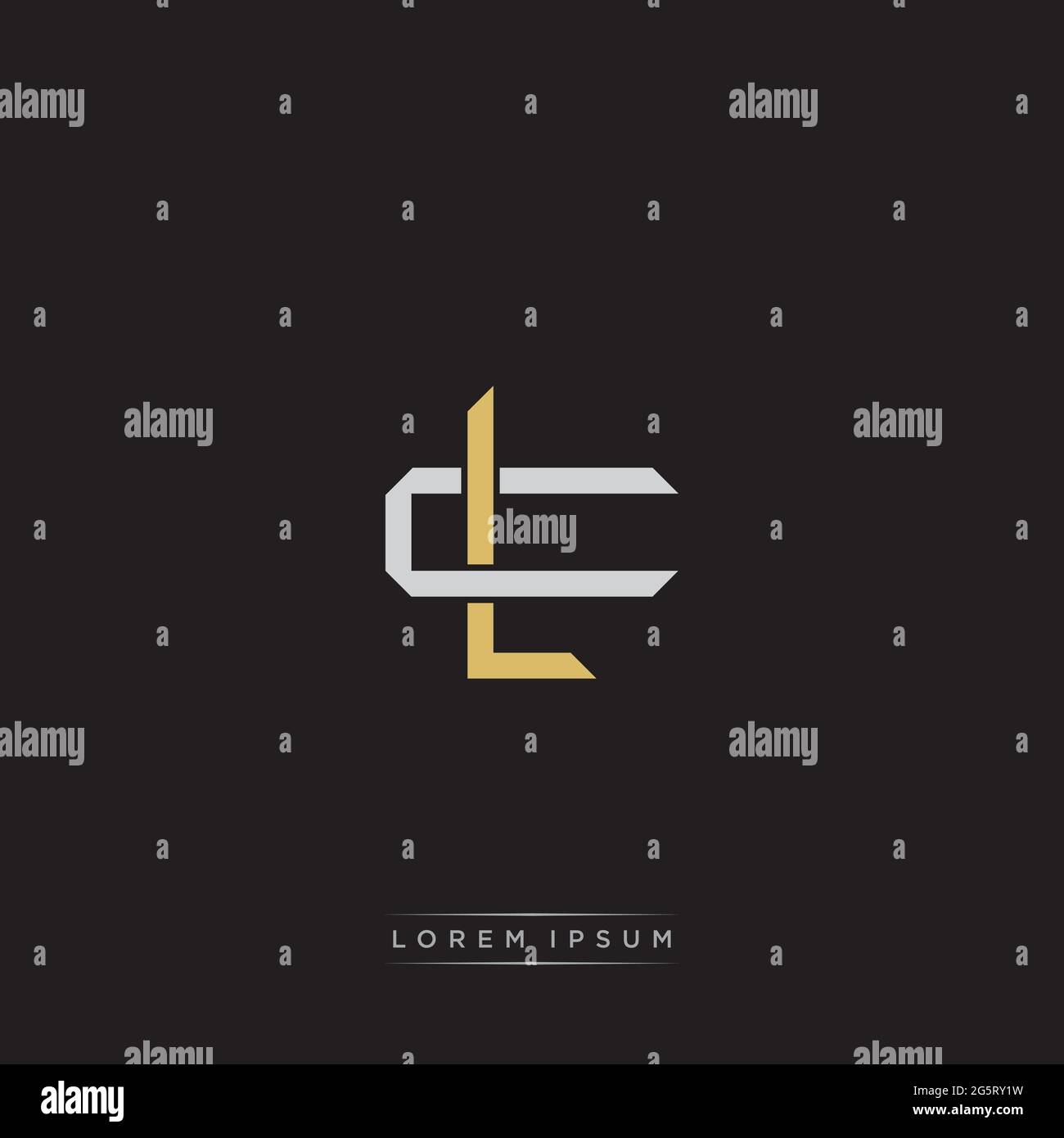 Initial letter overlapping interlock logo monogram line art style isolated on black background template Stock Vector