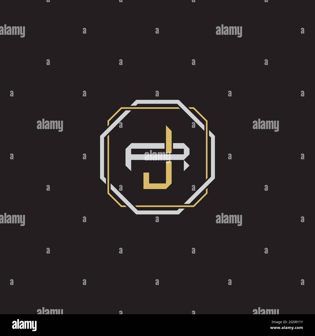 Initial letter overlapping interlock logo monogram line art style isolated on black background template Stock Vector