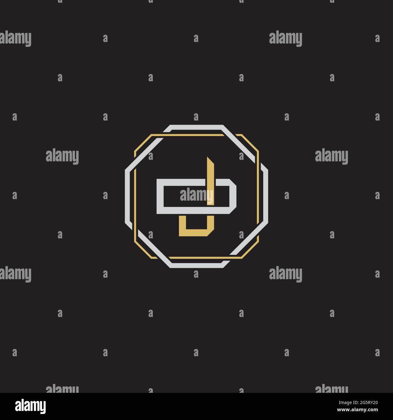 Initial letter overlapping interlock logo monogram line art style isolated on black background template Stock Vector