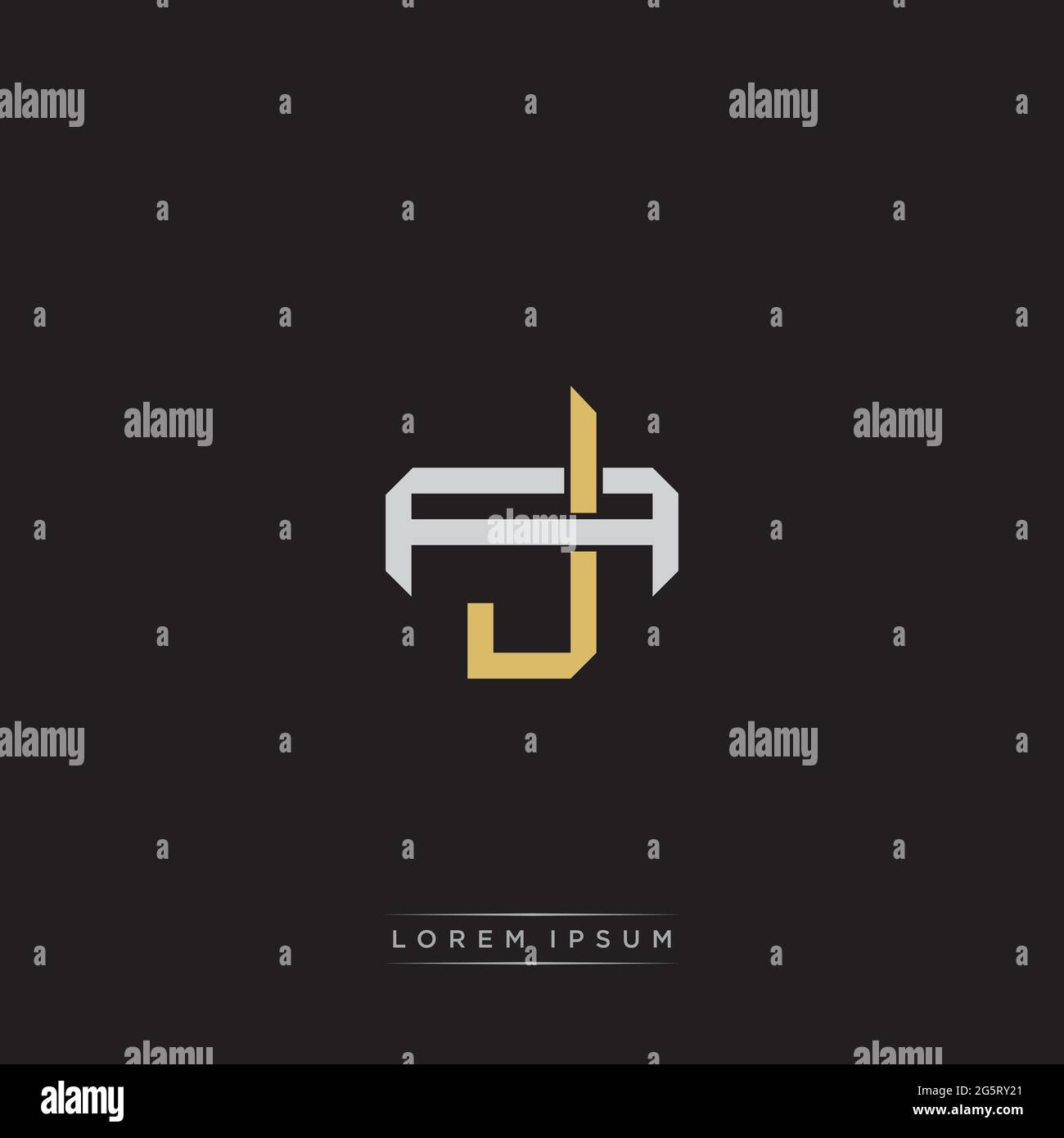 Initial letter overlapping interlock logo monogram line art style isolated on black background template Stock Vector