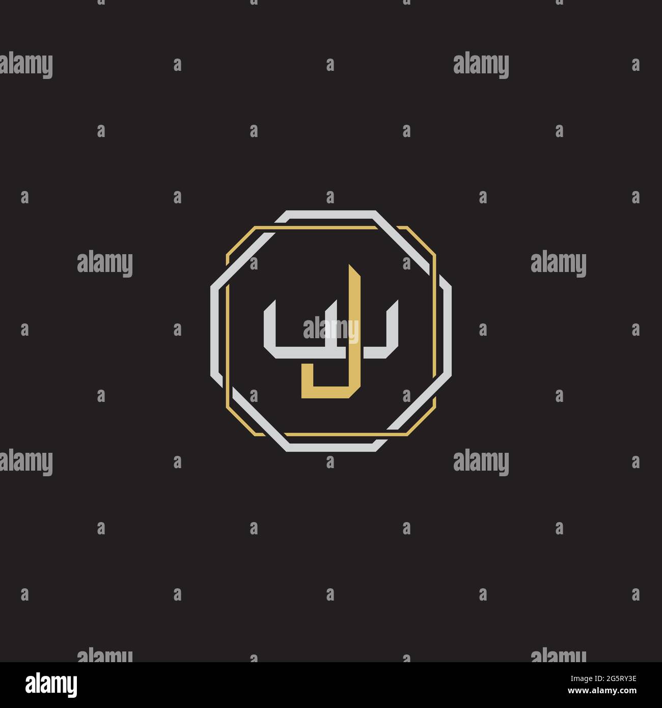 Initial letter overlapping interlock logo monogram line art style isolated on black background template Stock Vector