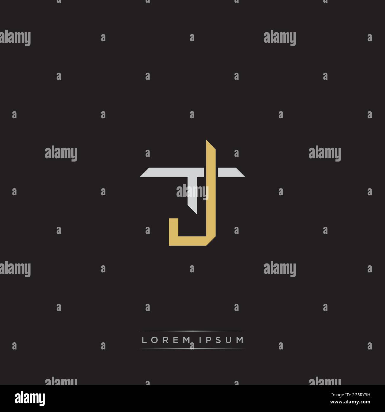 Initial letter overlapping interlock logo monogram line art style isolated on black background template Stock Vector