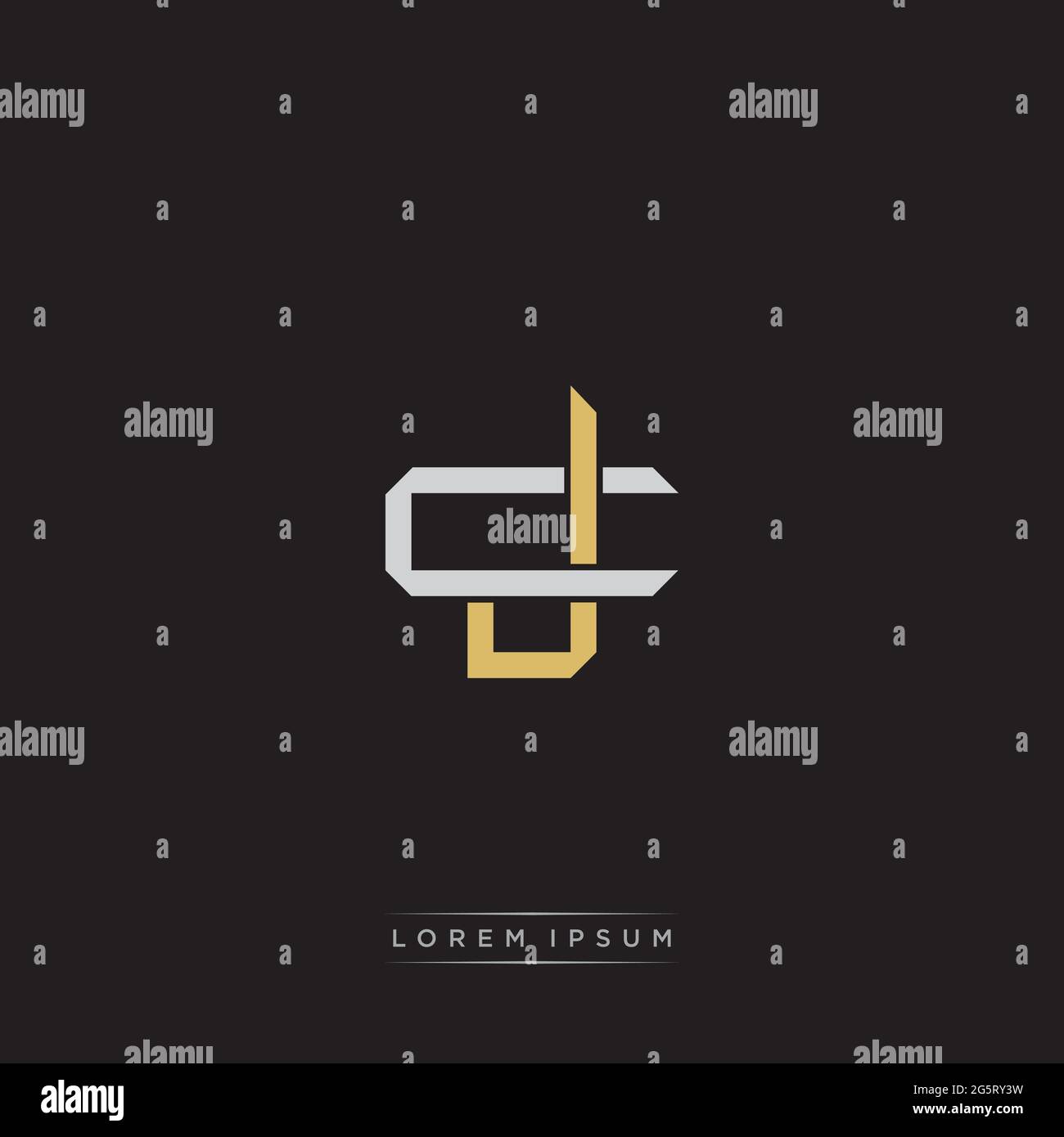 Initial letter overlapping interlock logo monogram line art style isolated on black background template Stock Vector