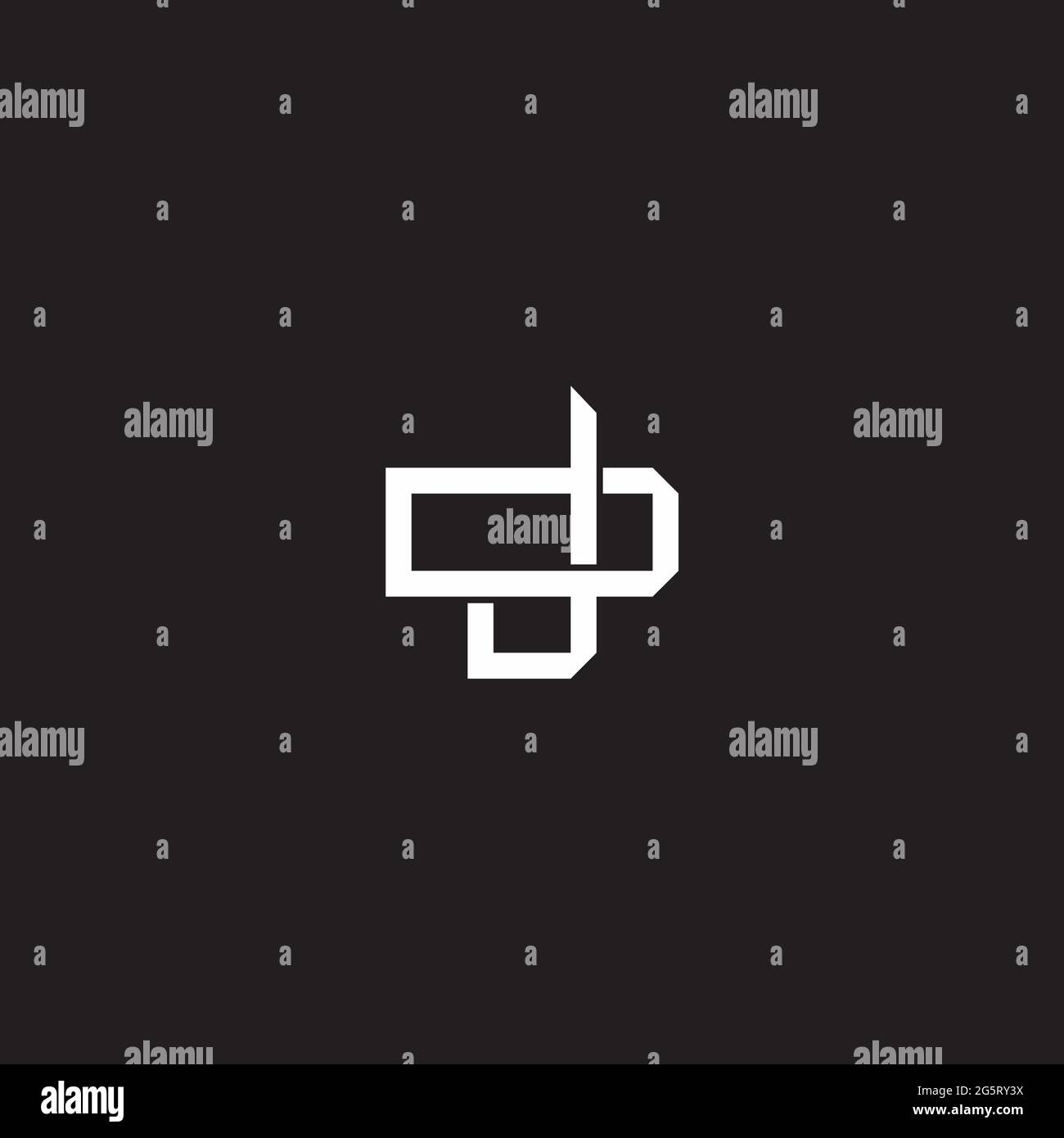 Initial letter overlapping interlock logo monogram line art style isolated on black background template Stock Vector
