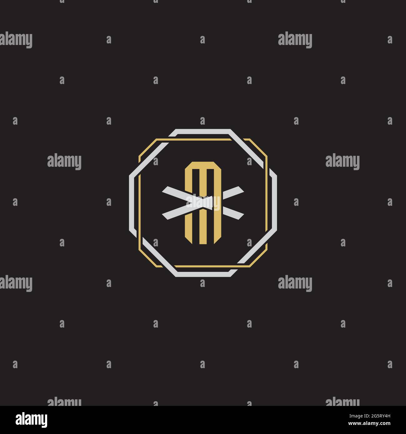 Initial letter overlapping interlock logo monogram line art style isolated on black background template Stock Vector