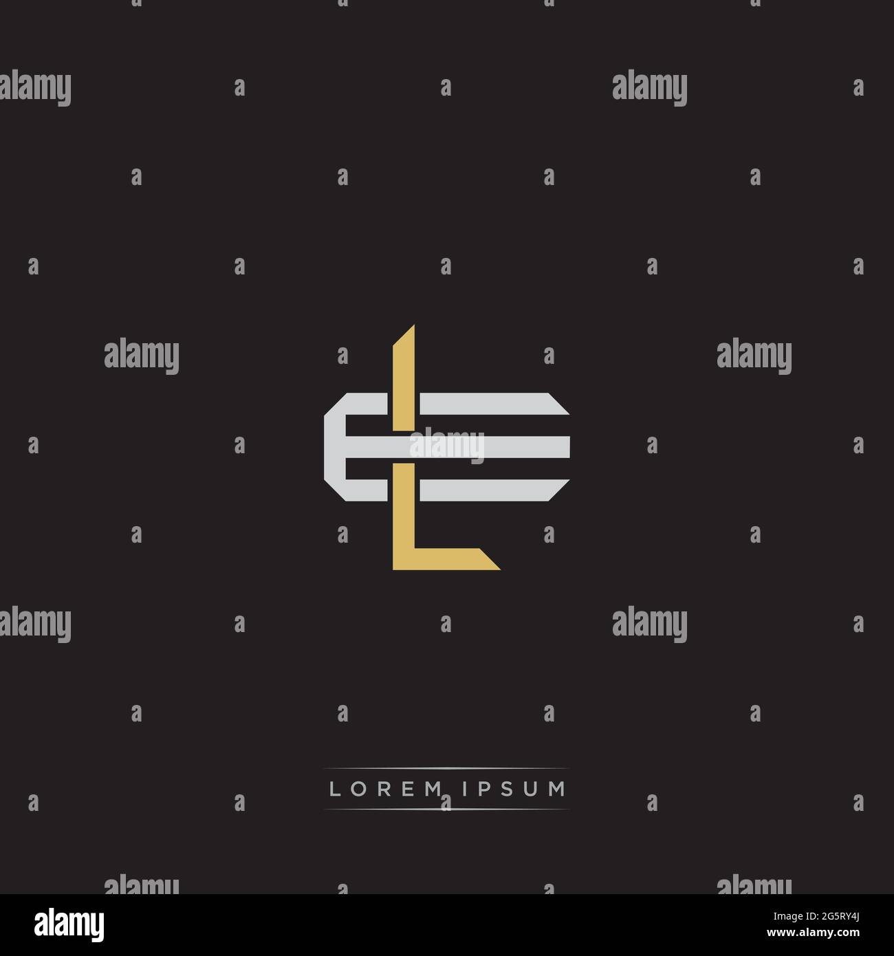 Initial letter overlapping interlock logo monogram line art style isolated on black background template Stock Vector
