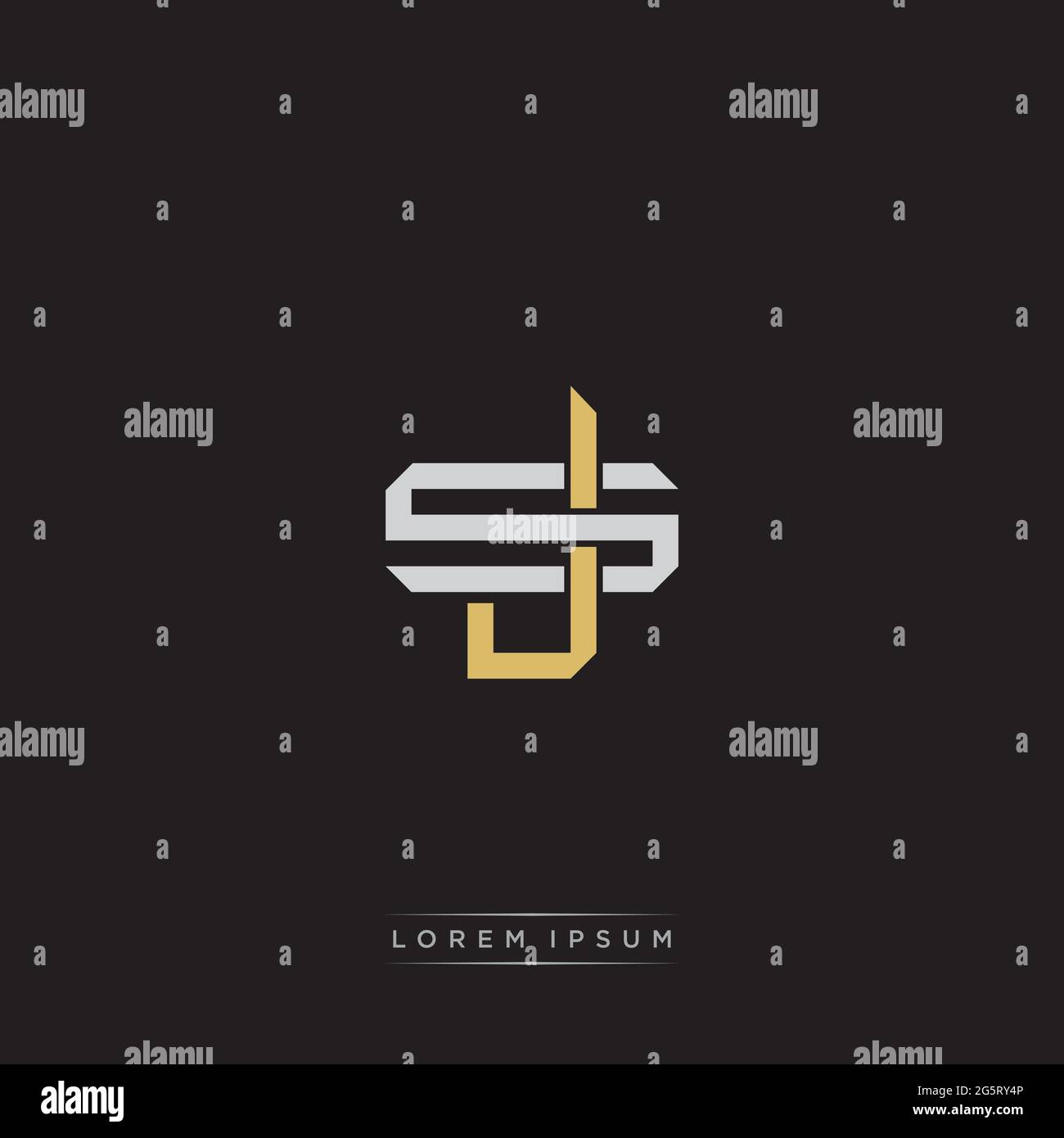 Initial letter overlapping interlock logo monogram line art style isolated on black background template Stock Vector