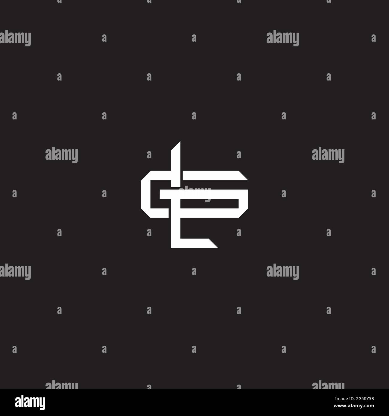 Initial letter overlapping interlock logo monogram line art style isolated on black background template Stock Vector