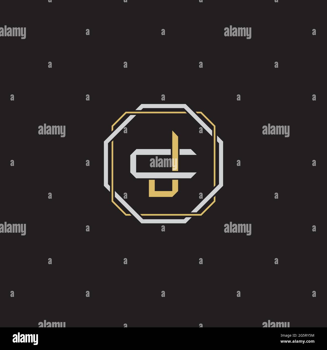 Initial letter overlapping interlock logo monogram line art style isolated on black background template Stock Vector