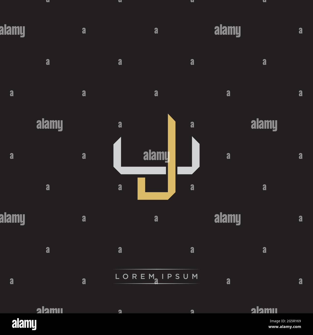 Initial letter overlapping interlock logo monogram line art style isolated on black background template Stock Vector