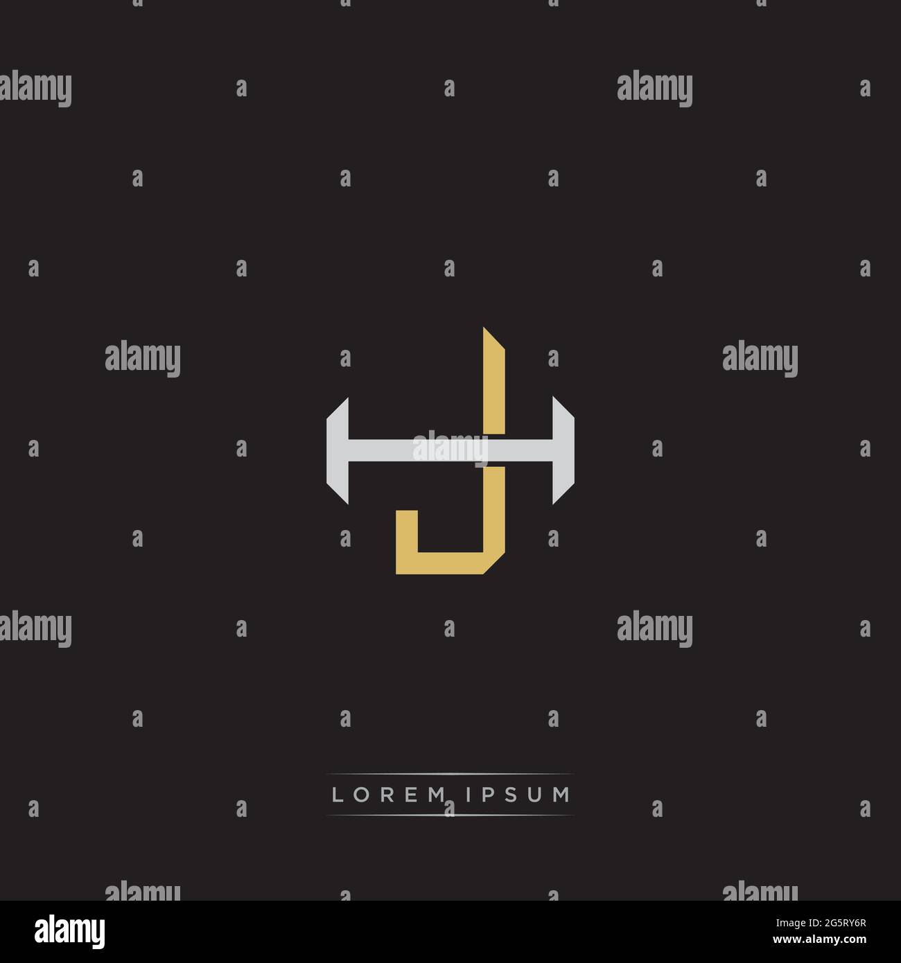 Initial letter overlapping interlock logo monogram line art style isolated on black background template Stock Vector