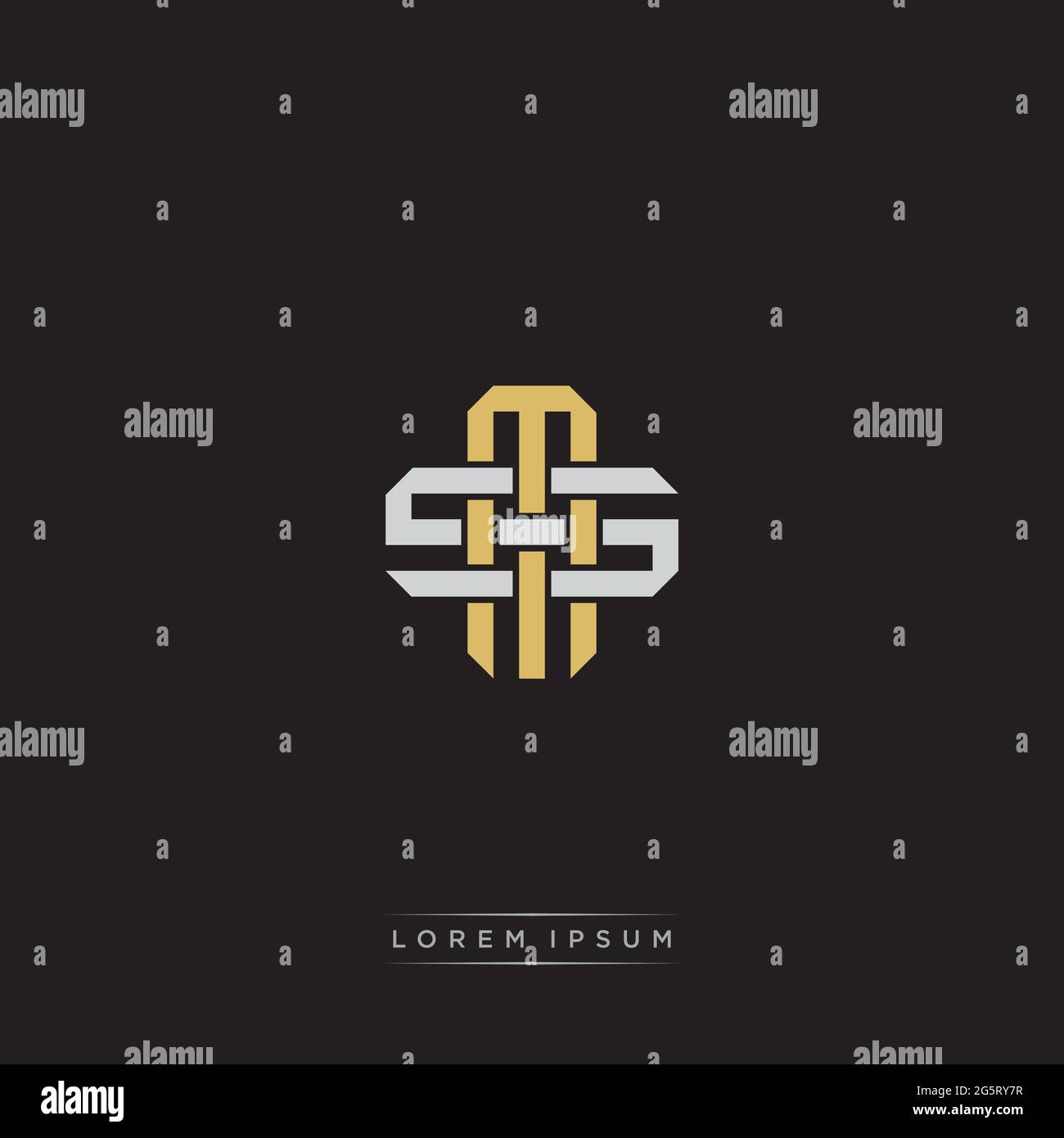Initial letter overlapping interlock logo monogram line art style isolated on black background template Stock Vector
