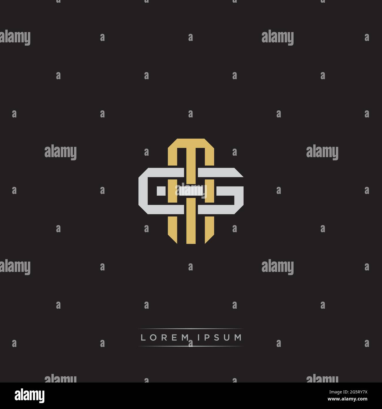Initial letter overlapping interlock logo monogram line art style ...