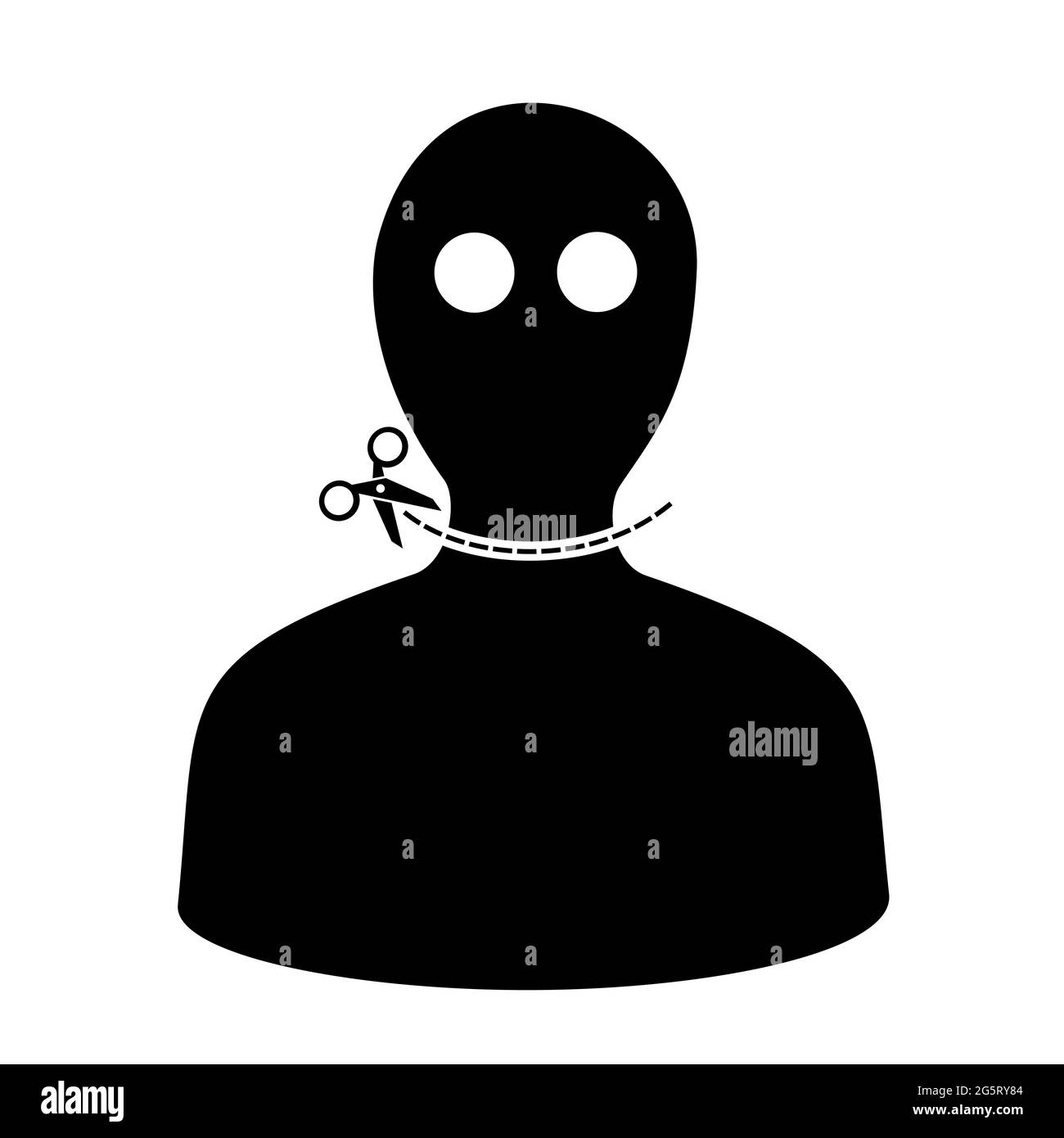 Beheading and decapitation cut off the head by scissors. Vector