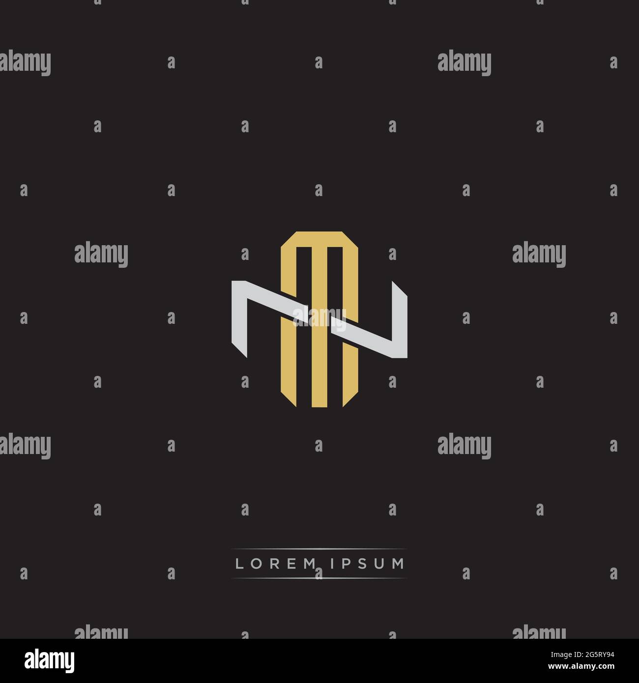 Initial letter overlapping interlock logo monogram line art style ...
