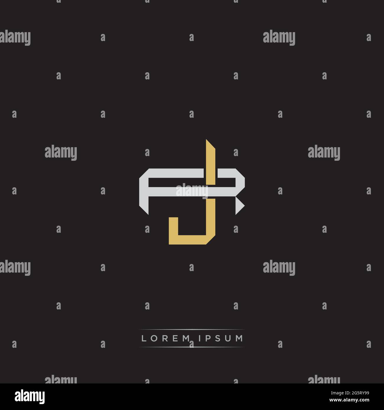 Initial letter overlapping interlock logo monogram line art style isolated on black background template Stock Vector