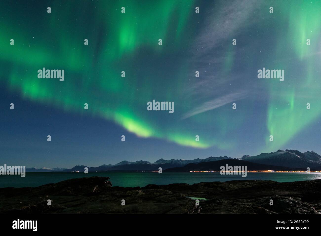 Northern lights (aurora borealis) in Northern Norway near Tromso Stock ...