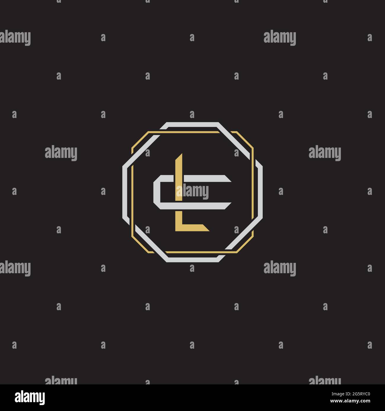 Initial letter overlapping interlock logo monogram line art style isolated on black background template Stock Vector