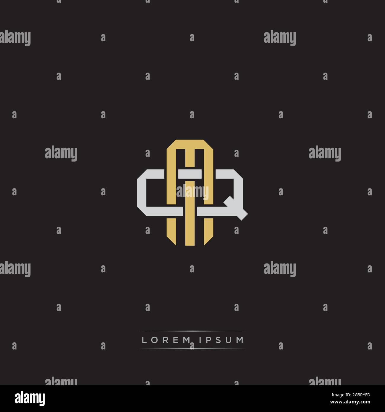 Initial letter overlapping interlock logo monogram line art style isolated on black background template Stock Vector