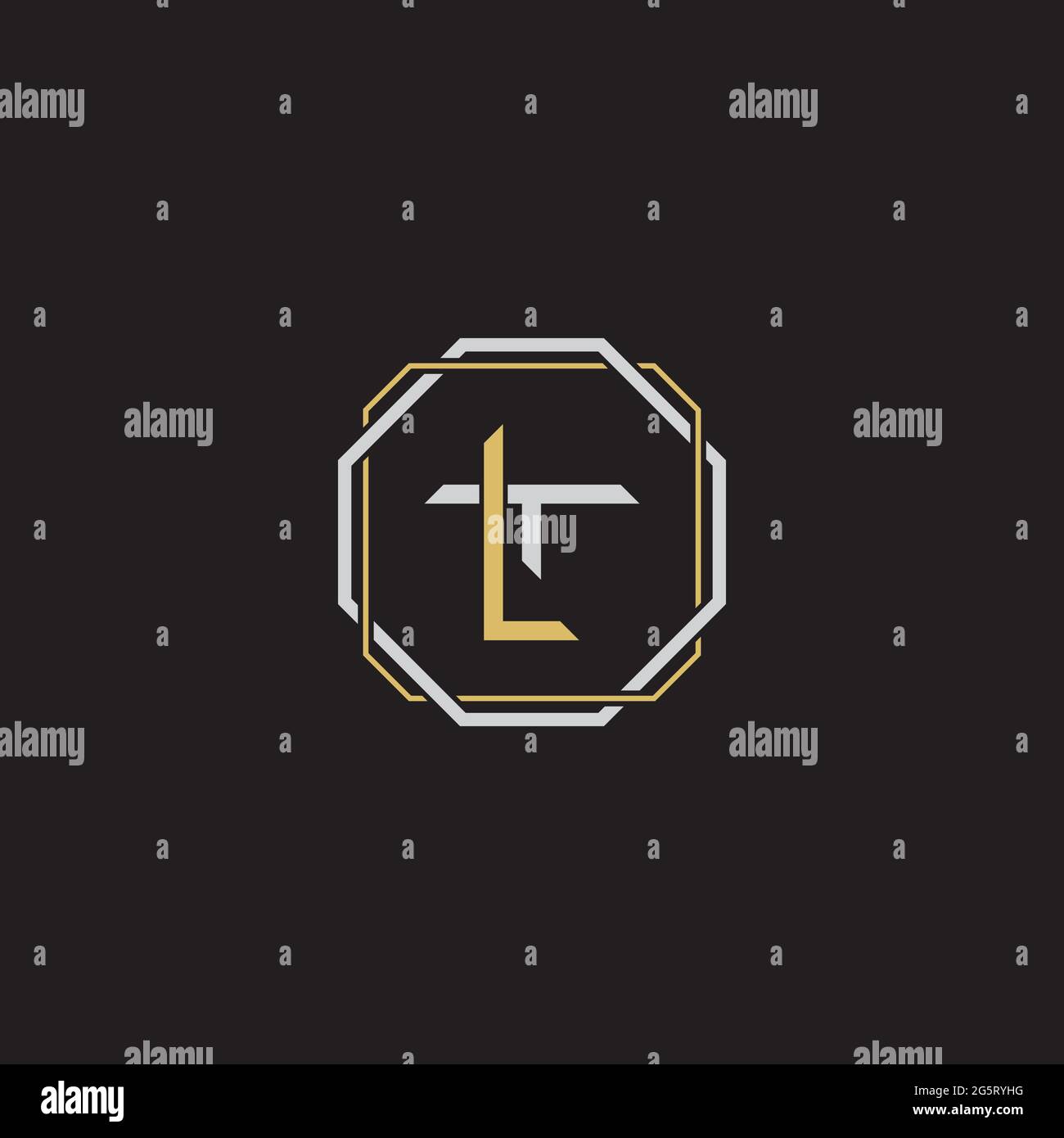 Initial letter overlapping interlock logo monogram line art style isolated on black background template Stock Vector