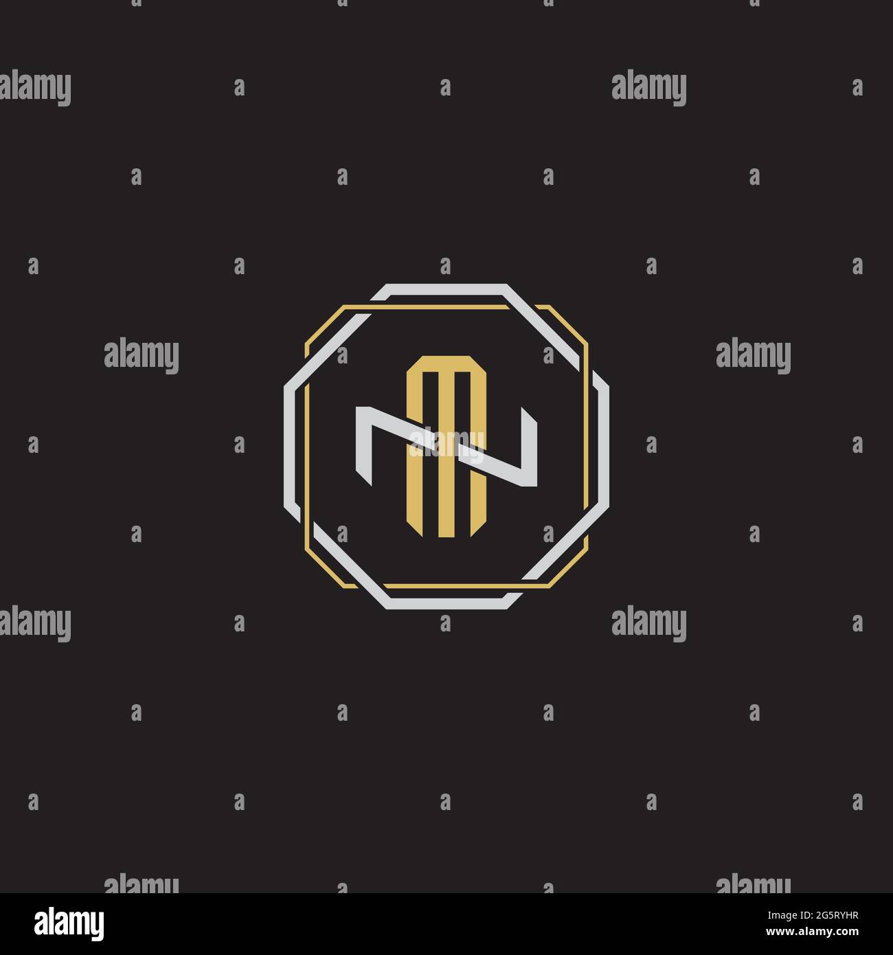 Initial letter overlapping interlock logo monogram line art style isolated on black background template Stock Vector