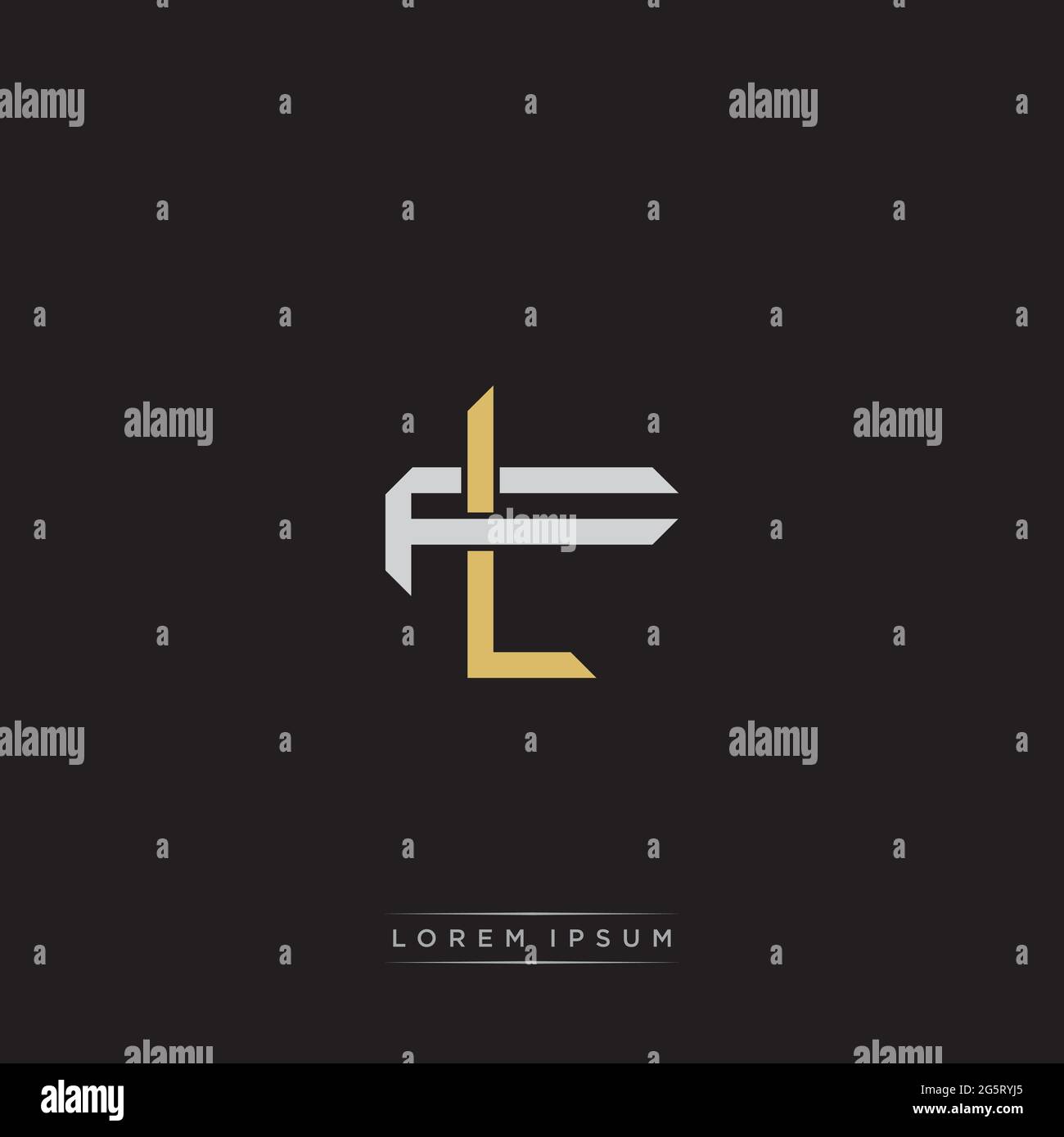 Initial letter overlapping interlock logo monogram line art style isolated on black background template Stock Vector