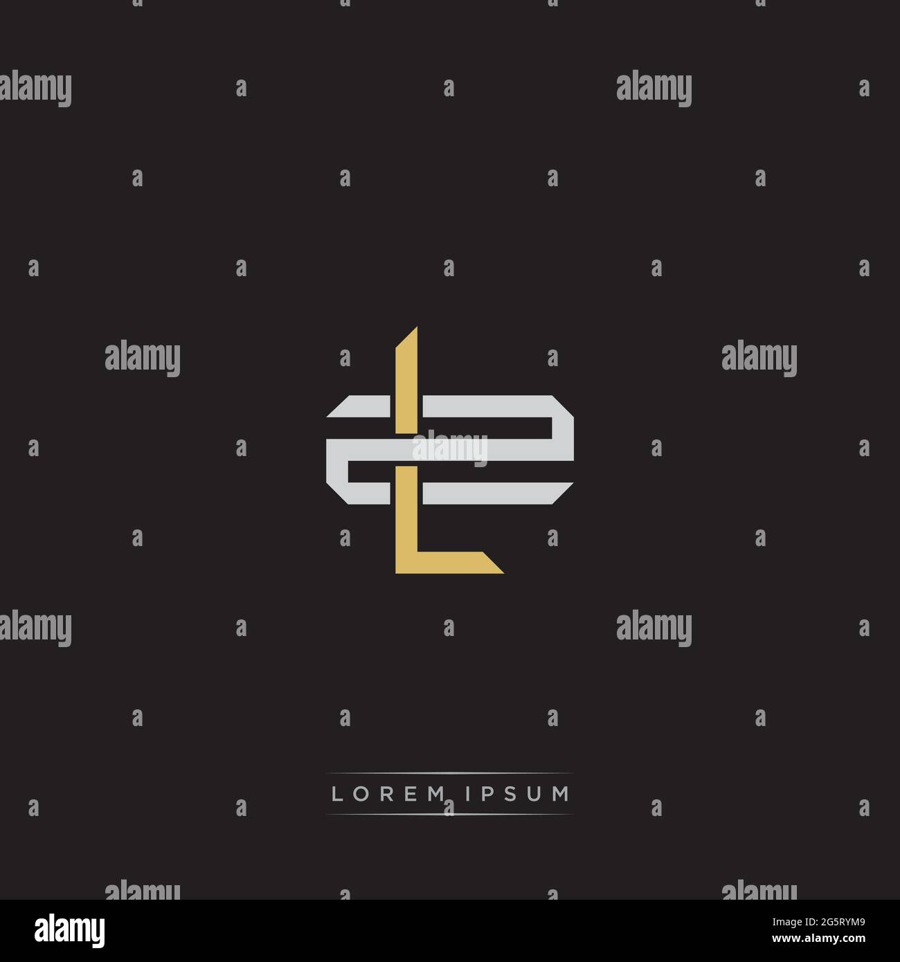 Initial letter overlapping interlock logo monogram line art style isolated on black background template Stock Vector