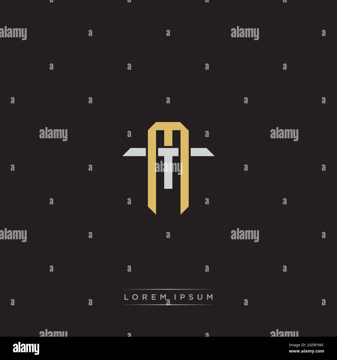 Initial letter overlapping interlock logo monogram line art style isolated on black background template Stock Vector